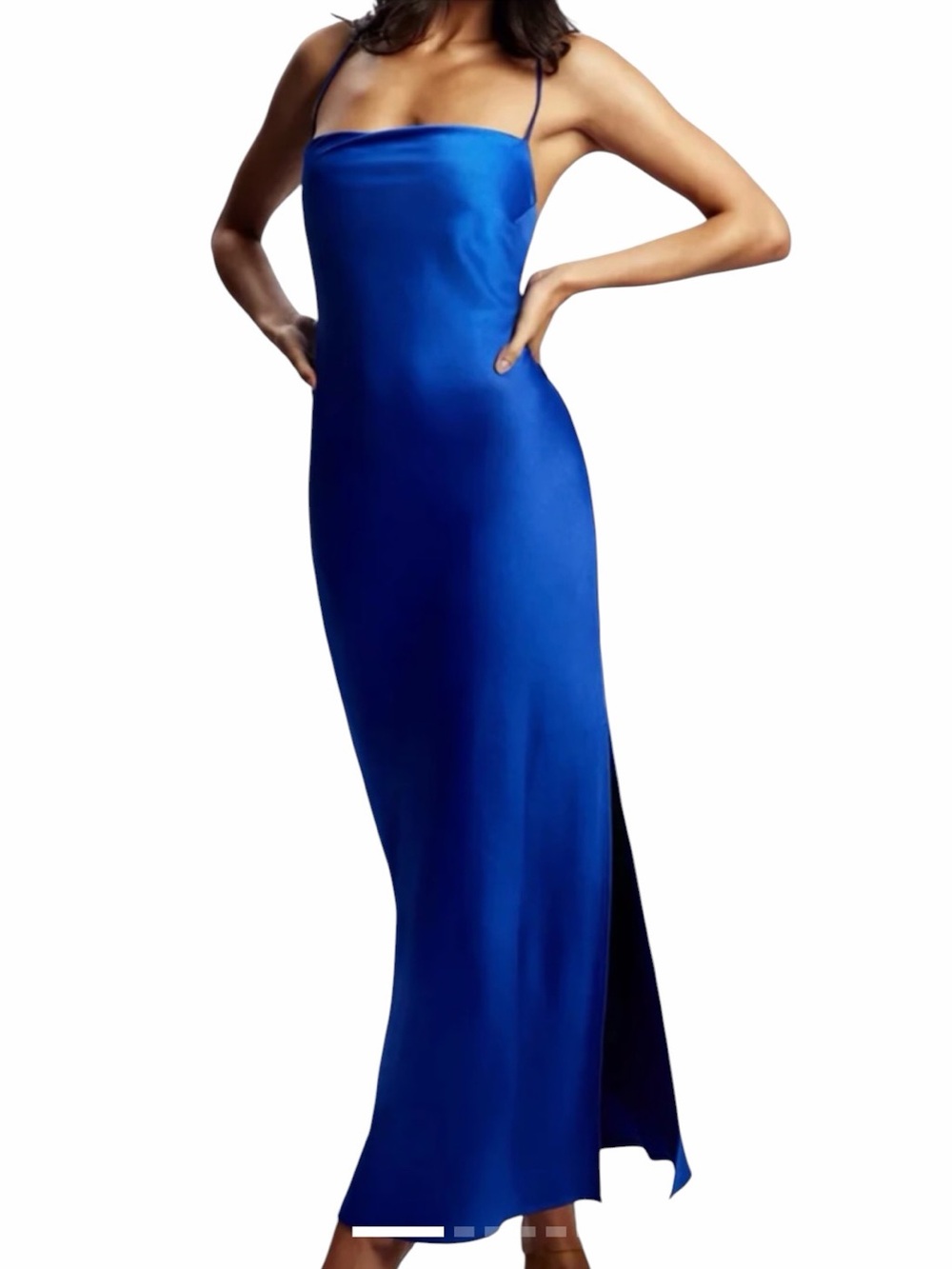 Meshki - NWT Sydney Cobalt Blue Open-Back Satin Maxi Dress Sz L